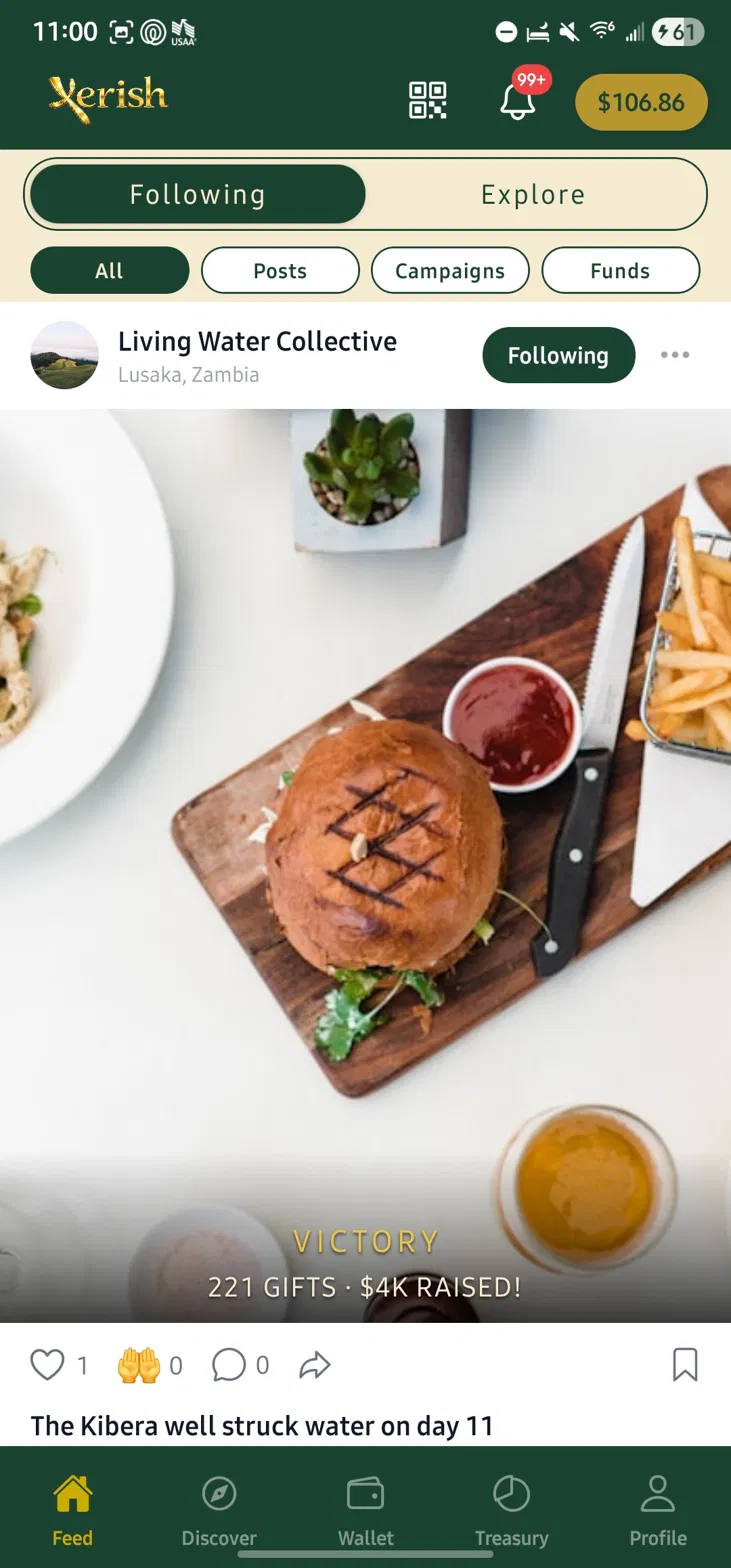 The Xerish feed — an active post